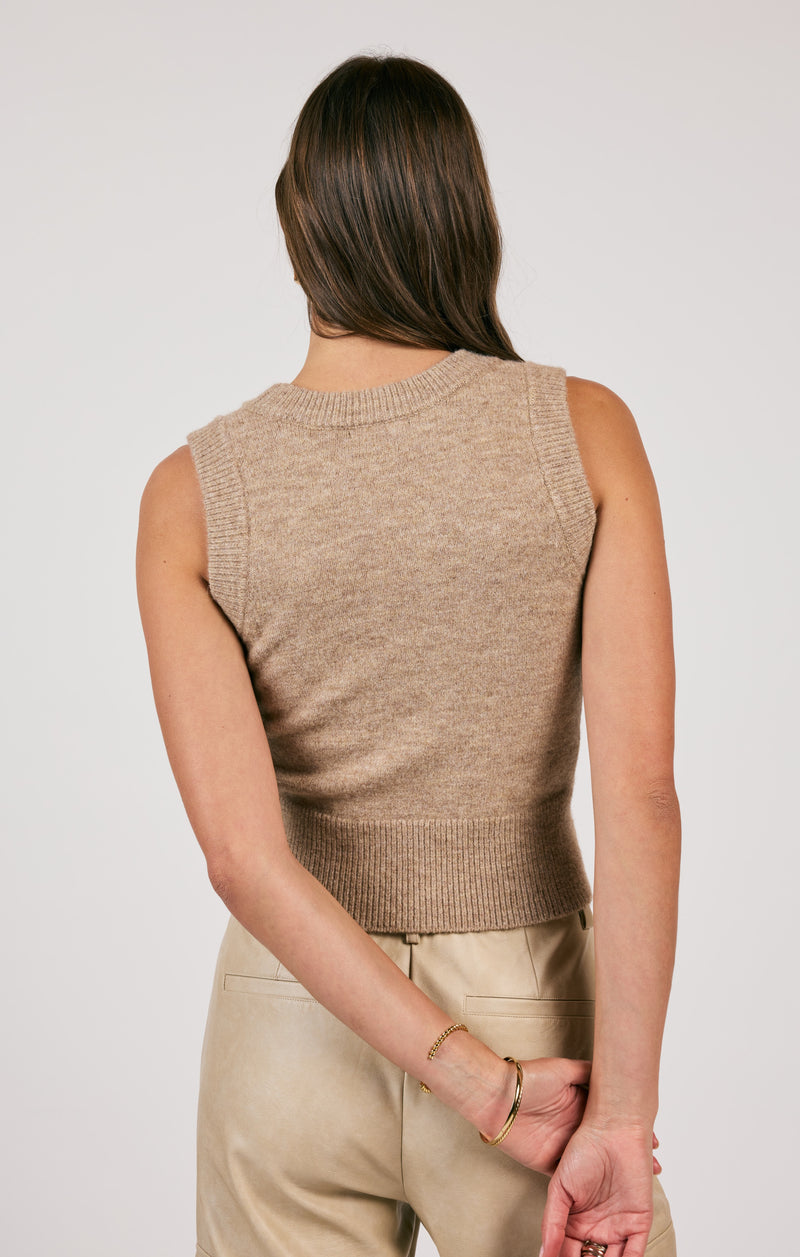 Authenticity Scoop Neck Sweater Vest, Warm Taupe