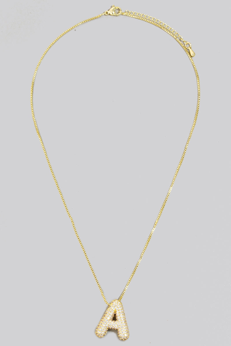 Pave Bubble Initial Pendant Necklace