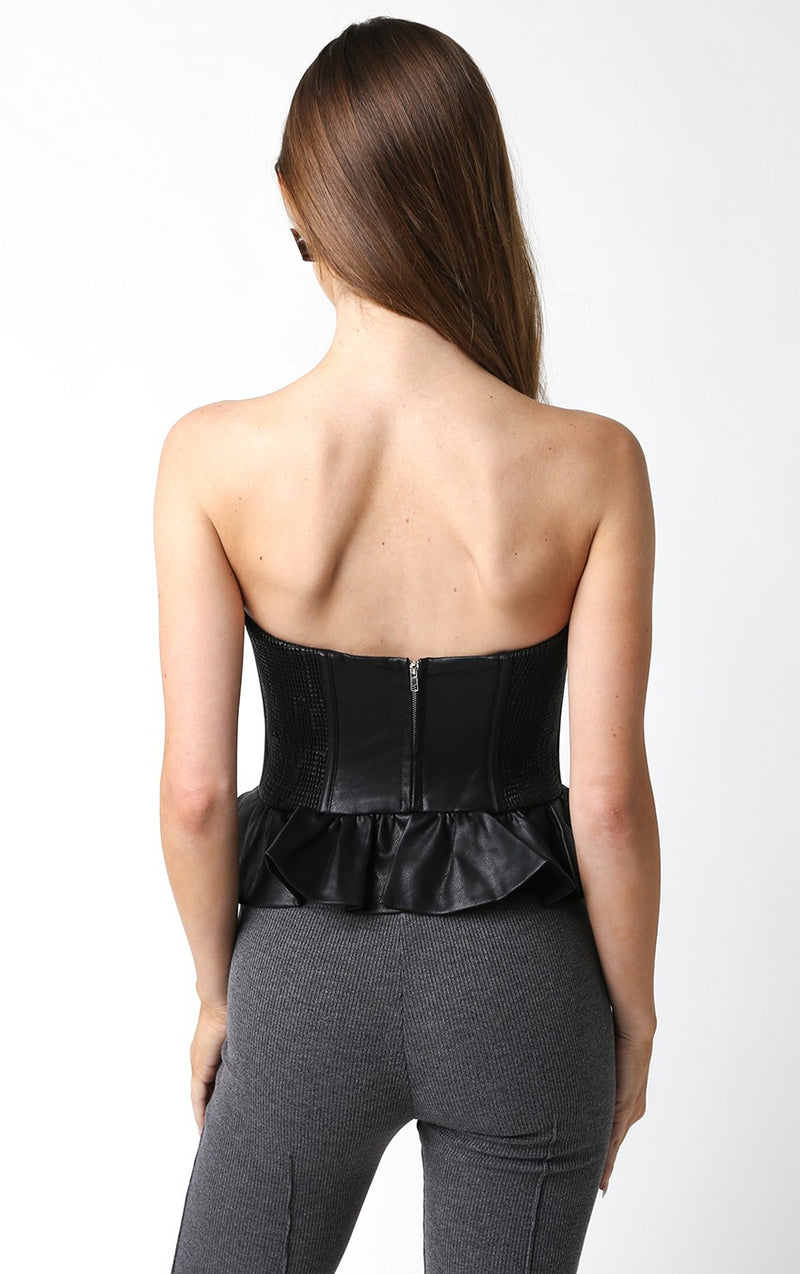 Vegan Leather Top W/ Lining, Black