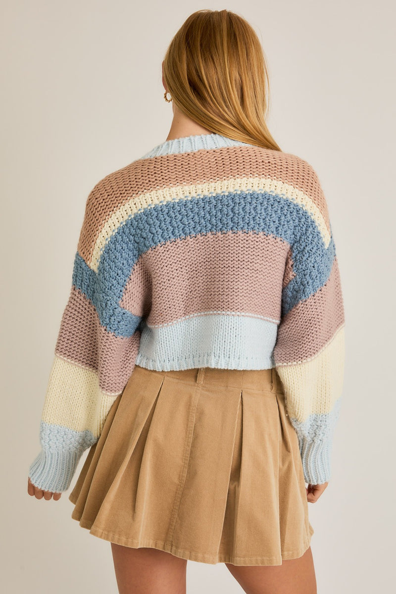 Long Sleeve Striped Sweater, Blue Multi