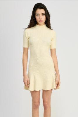 Sanam Knit Sweater Mini Dress, Ivory