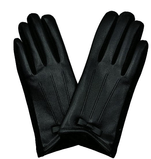 Faux Leather Touch Gloves, Black