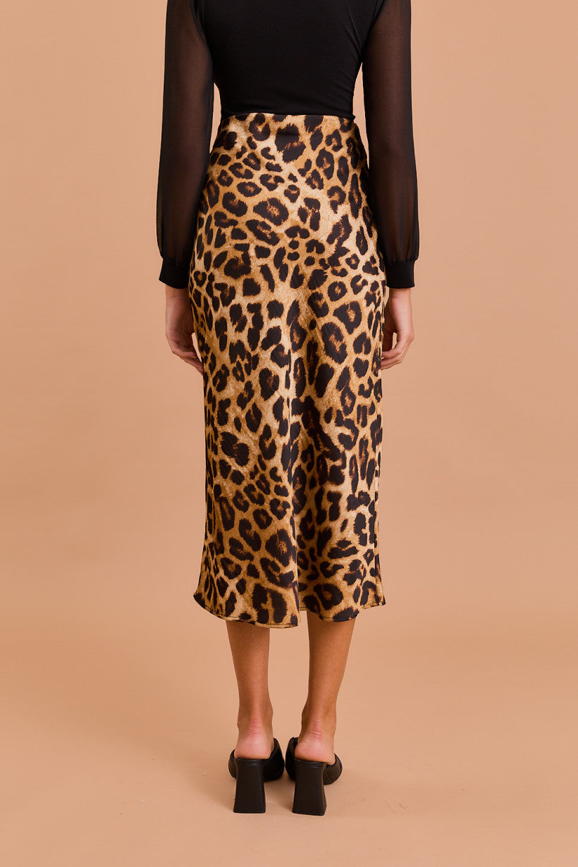 Leopard Midi Skirt, Brown