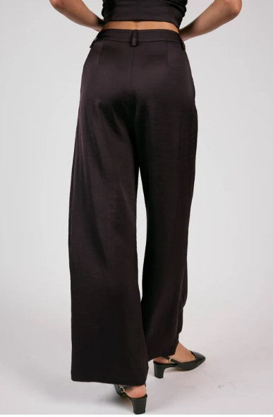 Culture Satin Wide Leg Pant, Midnight Plum