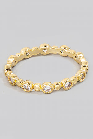 Mini Round Rhinestone Ring, Gold