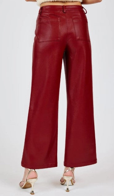 Night Vision Faux Leather Pants, Red