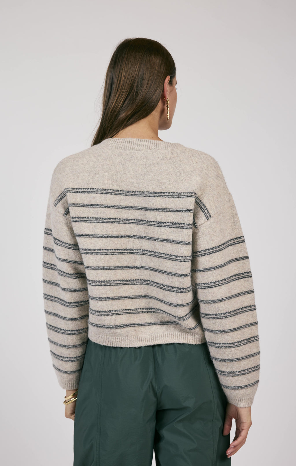 Open Windows Stripe Sweater, Grey Multi