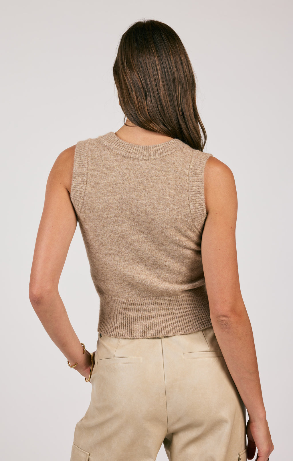 Authenticity Scoop Neck Sweater Vest, Warm Taupe