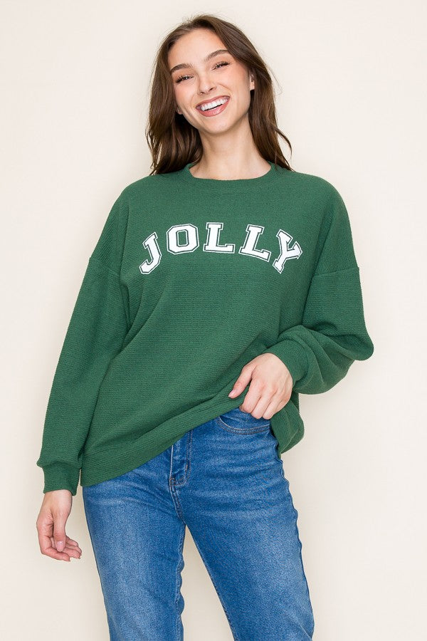 Jolly Cloudy Knit Sweater, Green