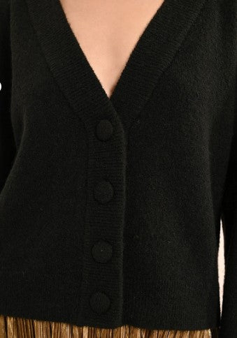 Knit Button Up Cardigan, Black