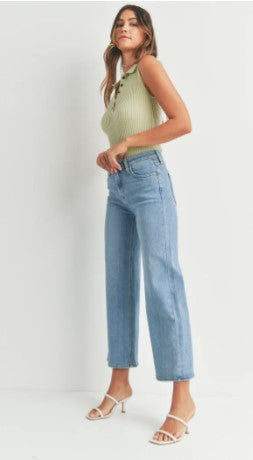 Slim Wide Leg, Medium Denim