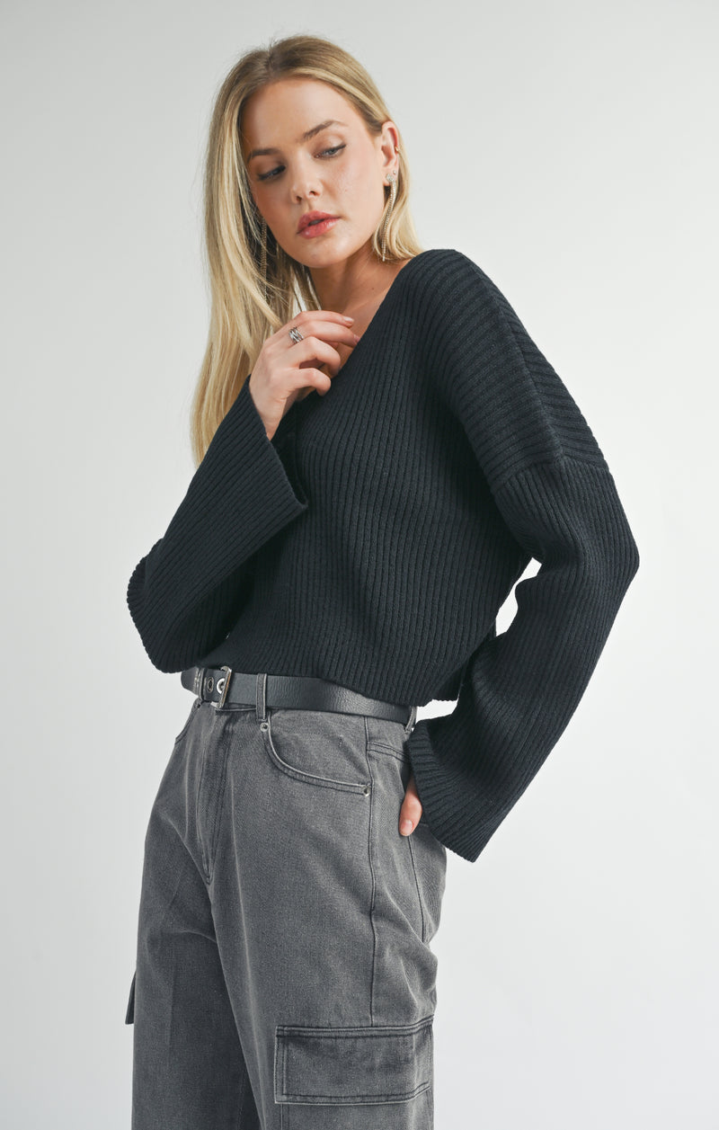 Julia V Neck Sweater, Black