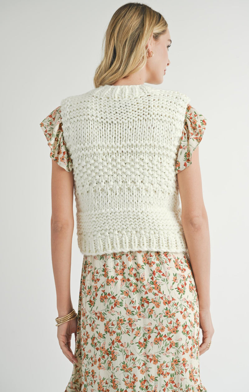 Isla Chuncky Knit Sweater Vest, Ivory