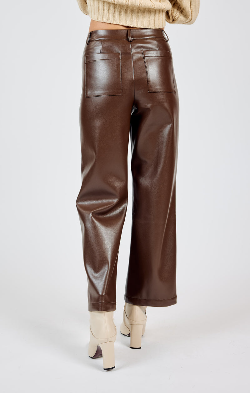 Night Vision Faux Leather Pants, Brown