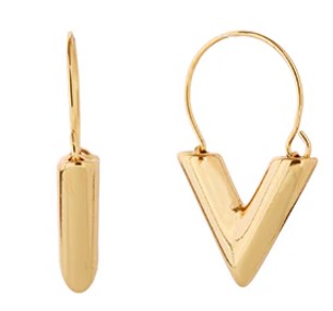 14K Dipped V Hoop Earring, Gold