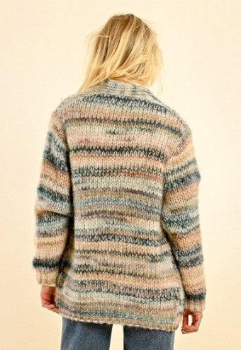 Striped Cardigan with Pockets, Duck Blue