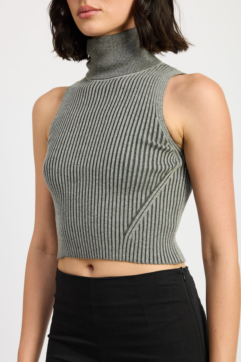 Sleeveless Turtleneck Sweater, Chaorcoal