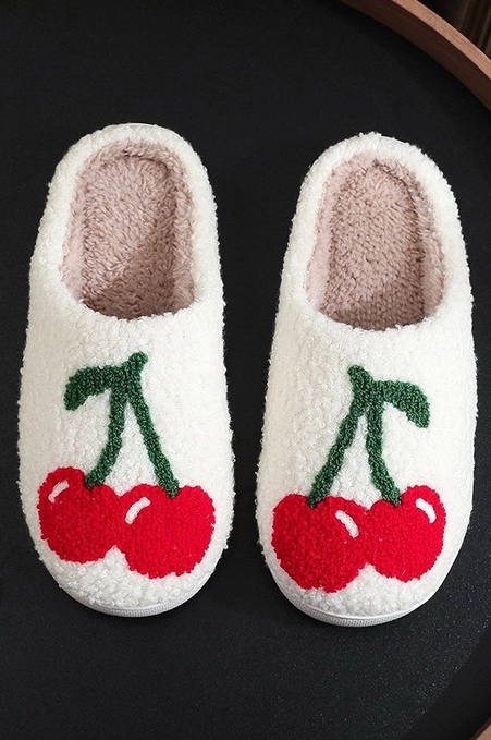 Soft Plush Slippers, Cherry Single