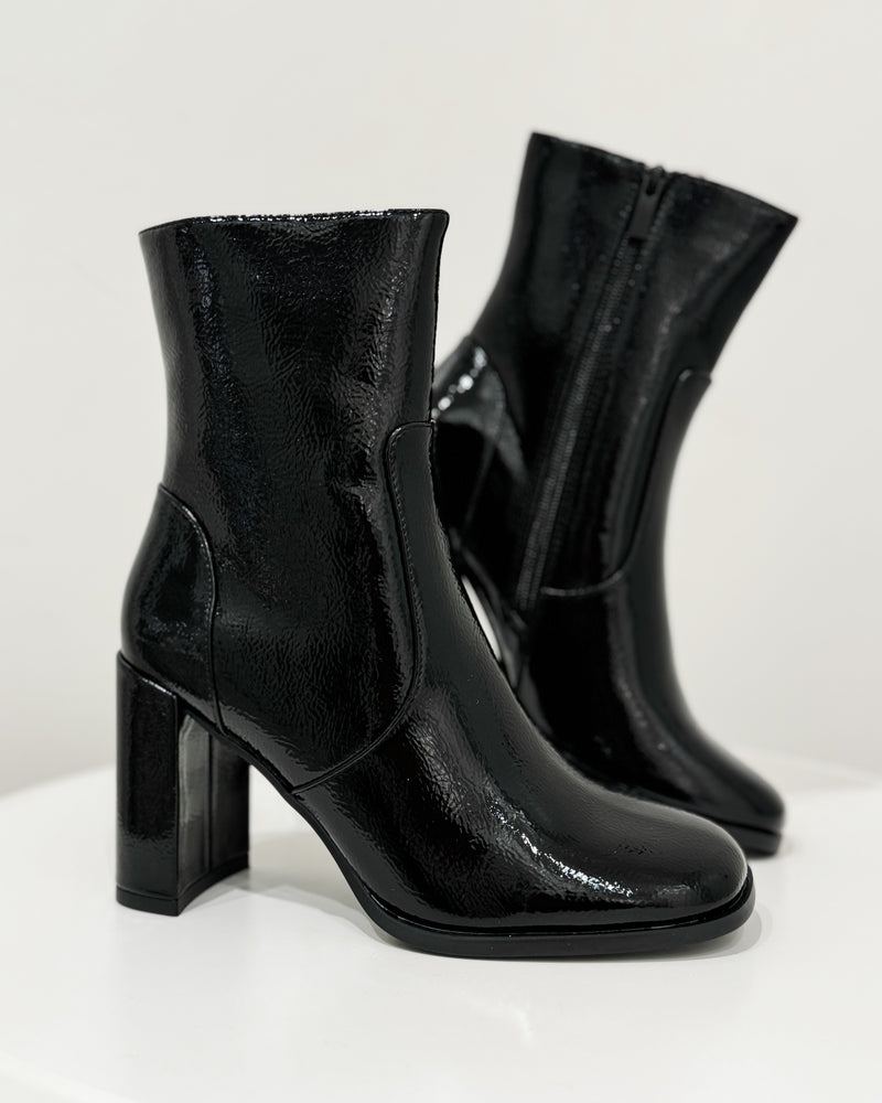 Ivy Square Toe Patent Bootie, Black