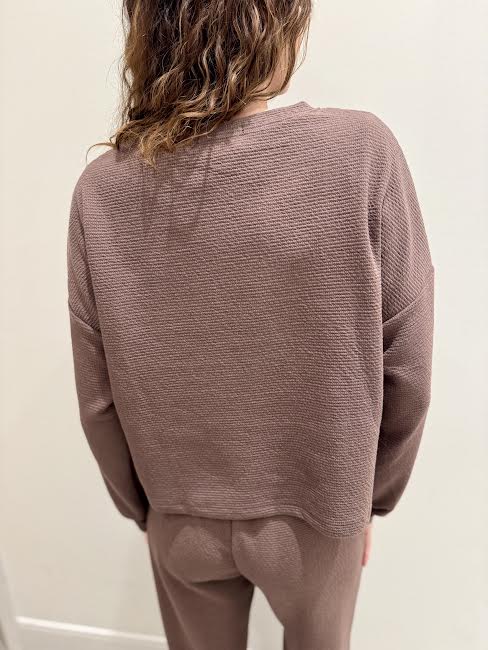 Long Sleeve Lounge Knit Top, Brown