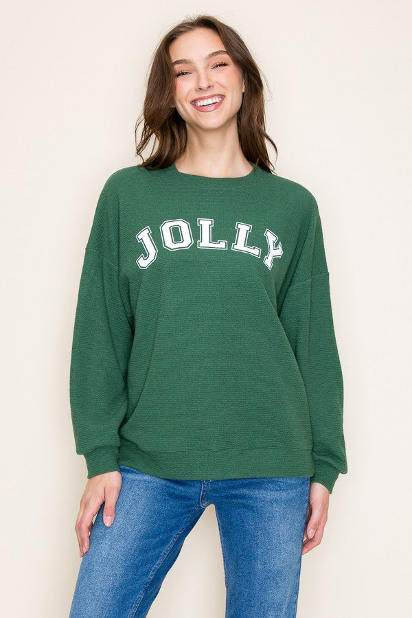 Jolly Cloudy Knit Sweater, Green