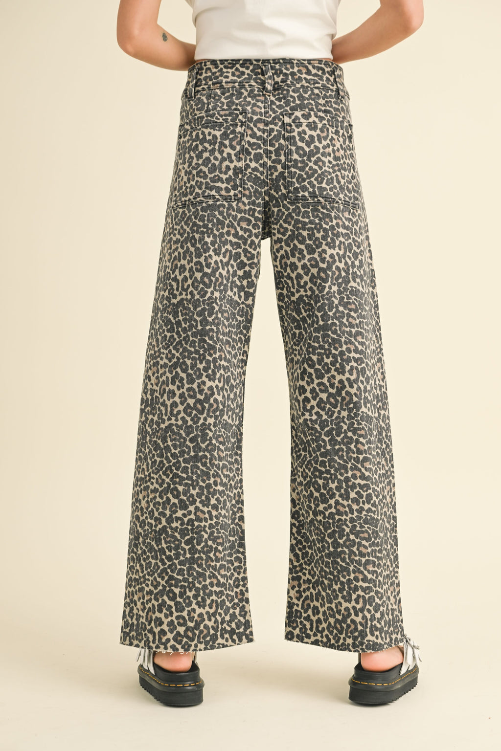 Leopard Wide Leg Denim Pant