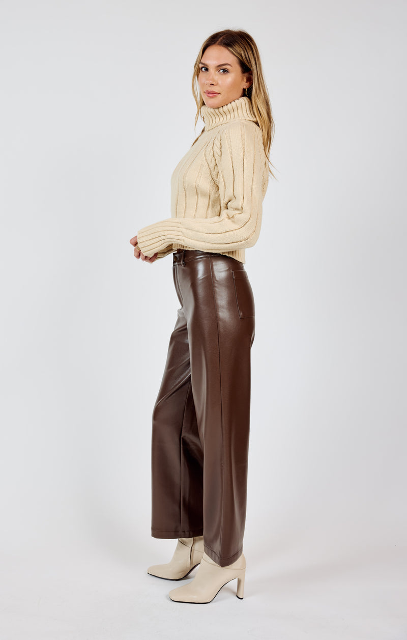 Night Vision Faux Leather Pants, Brown