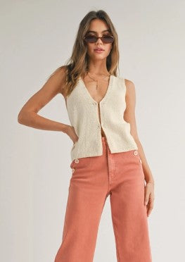 Hook & Eye Knit Vest, Beige