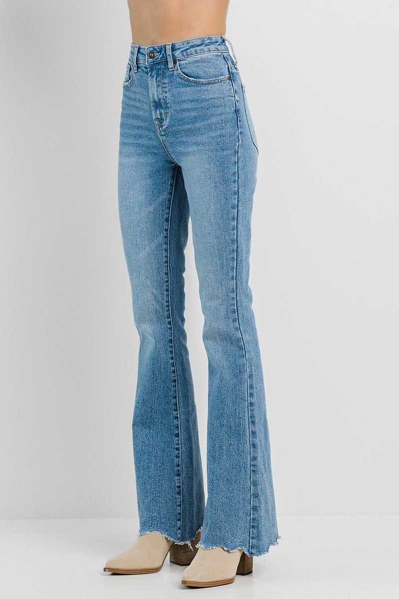 High Rise Frayed Flare Jean