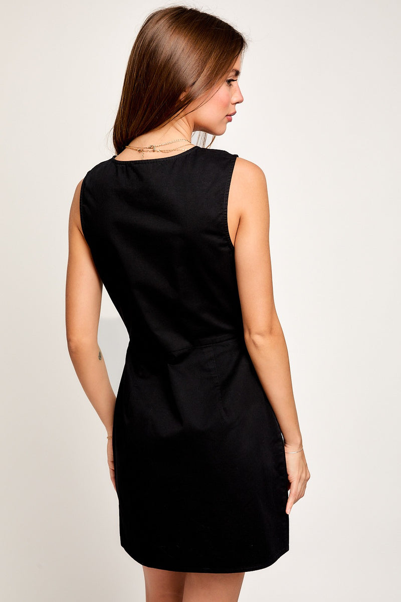 Tie Cutout Mini Dress, Black