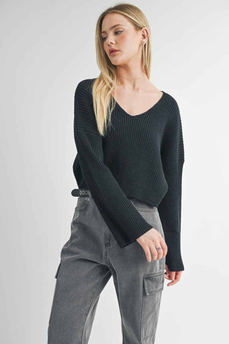 Julia V Neck Sweater, Black