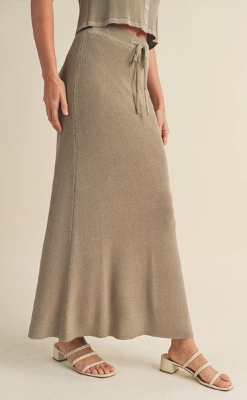 Knitted Maxi Skirt, Green Grey