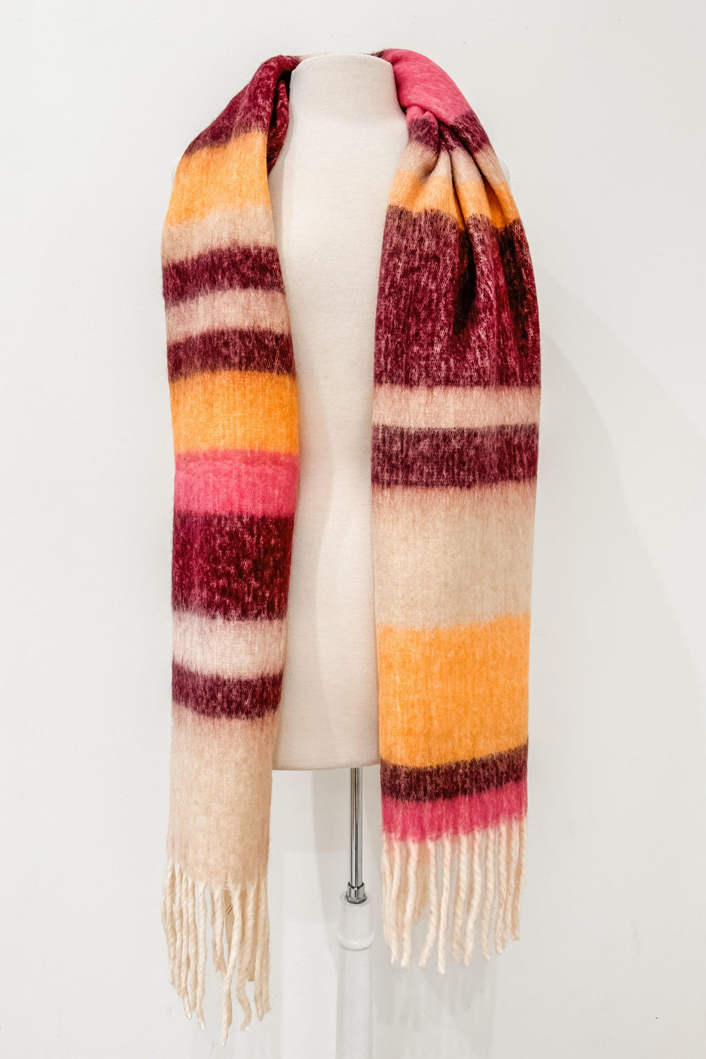 Cozy Stripe Scarf, Plum