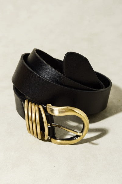 Leather Rounded Ring Buckle Belt