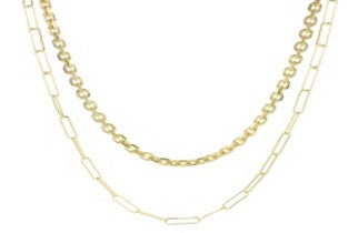 Two Layer Chain Necklace, Gold