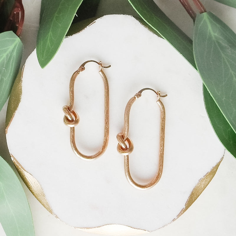 Knotted Hoop Earrings, Gold