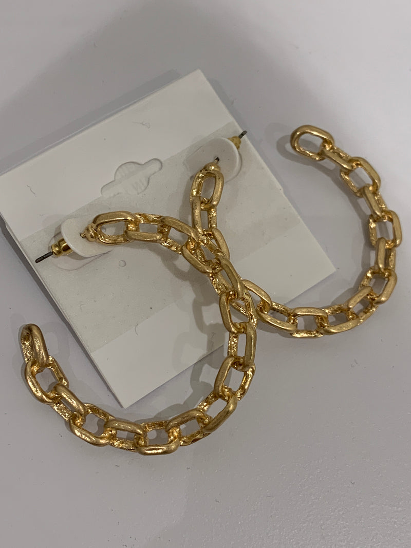 Chain Link Hoop Earrings, Gold