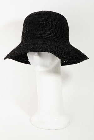 Raffia Bucket Hat, Black