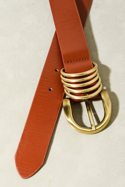 Leather Rounded Ring Buckle Belt