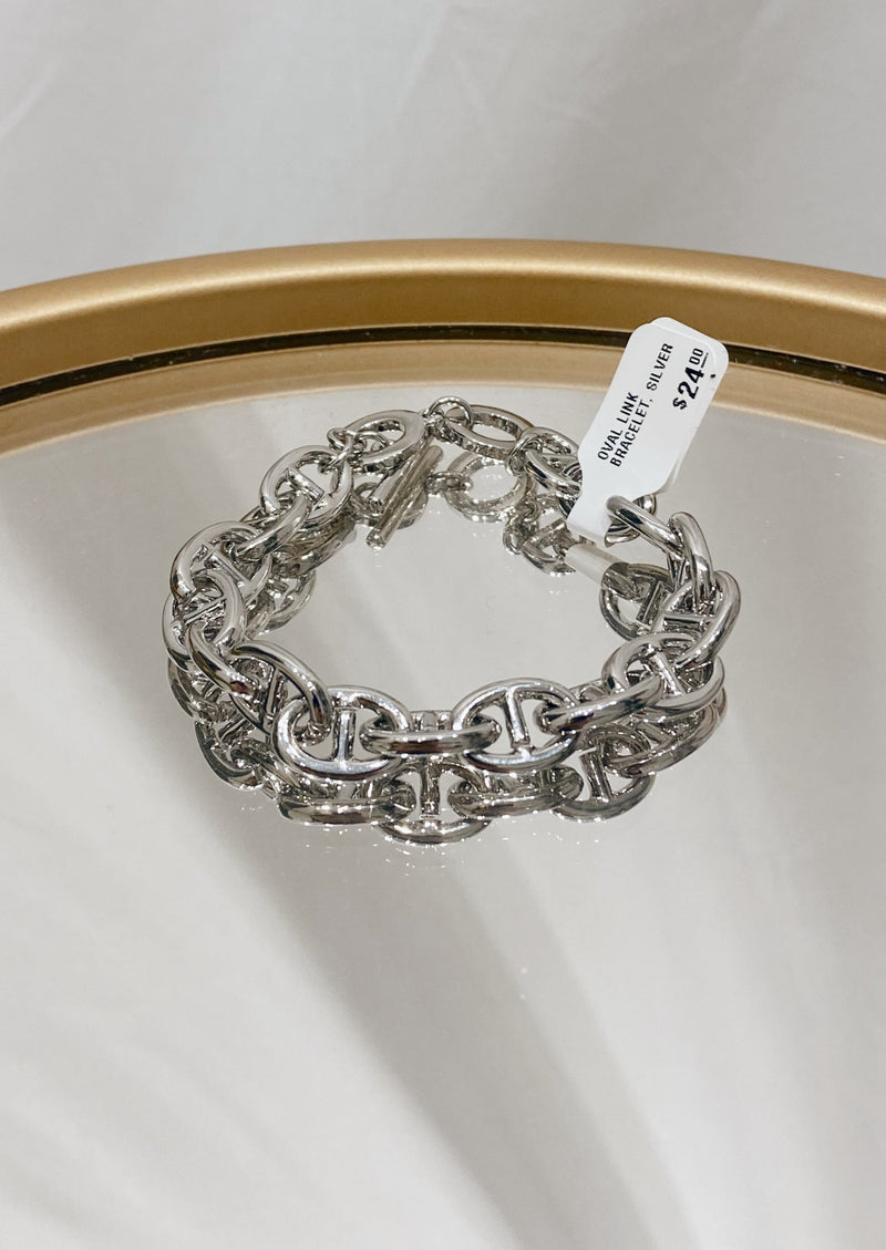 Oval Link Bracelet, Silver