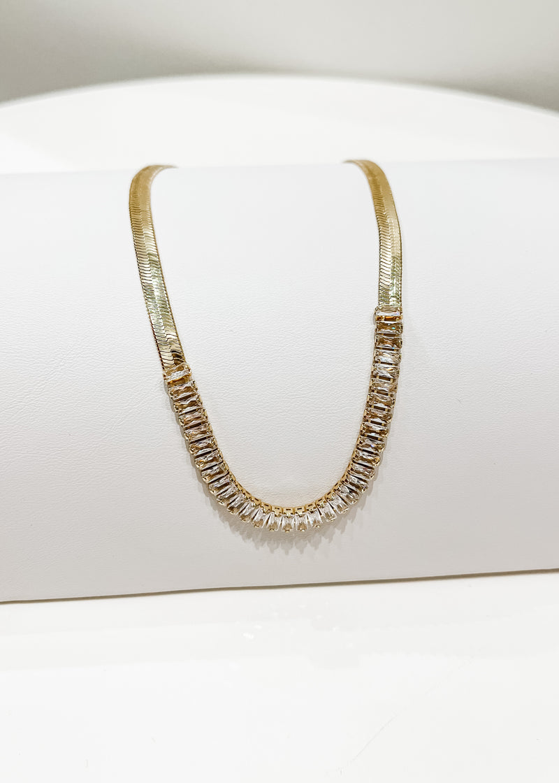 13" Baguette Chain Necklace, Gold