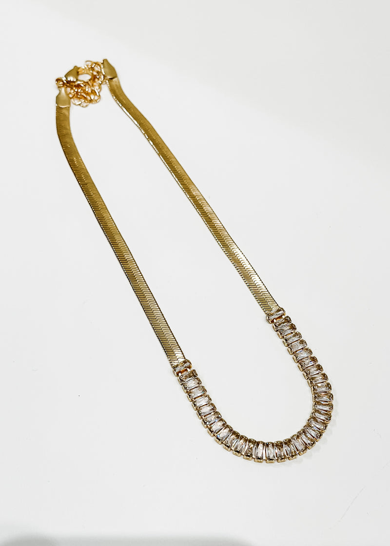 13" Baguette Chain Necklace, Gold