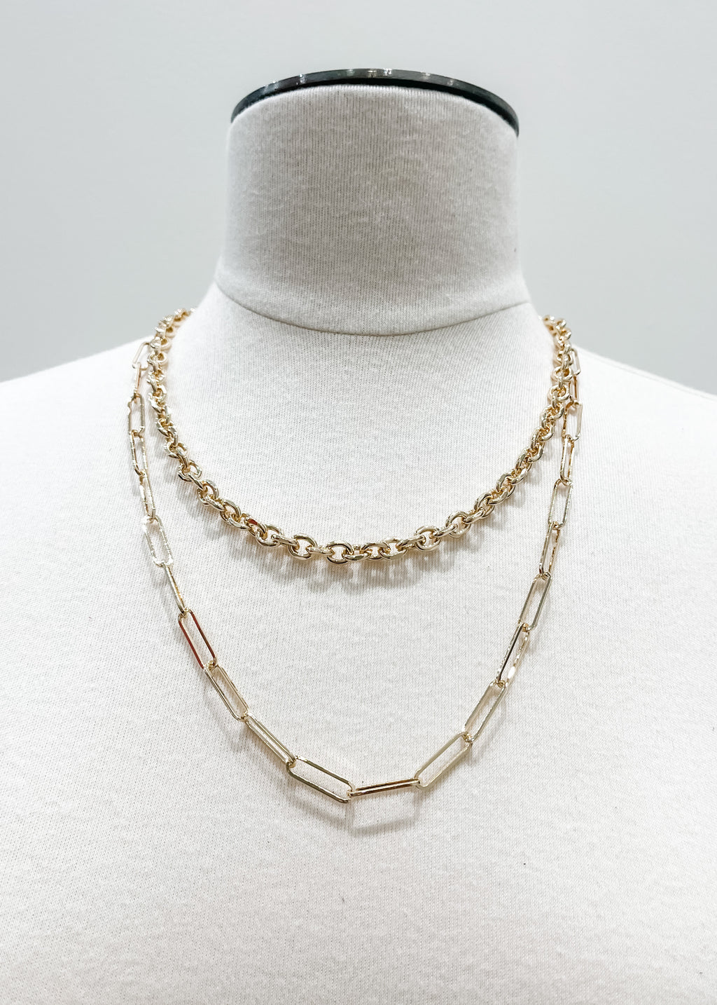 Two Layer Chain Necklace, Gold