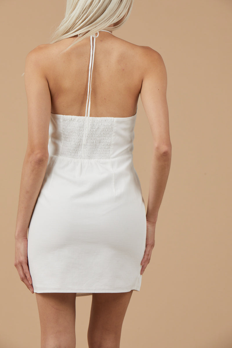 Mini Halter Dress, White