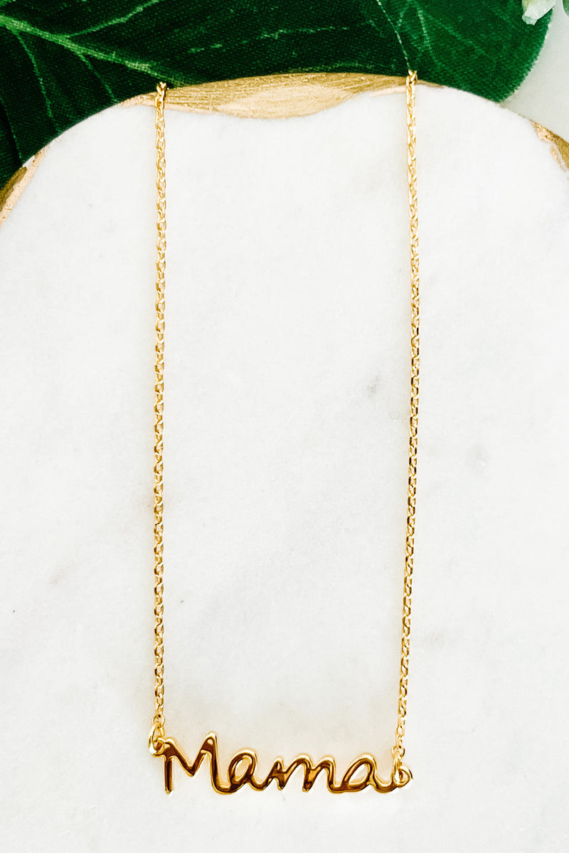 MAMA Script Dainty Necklace, Gold