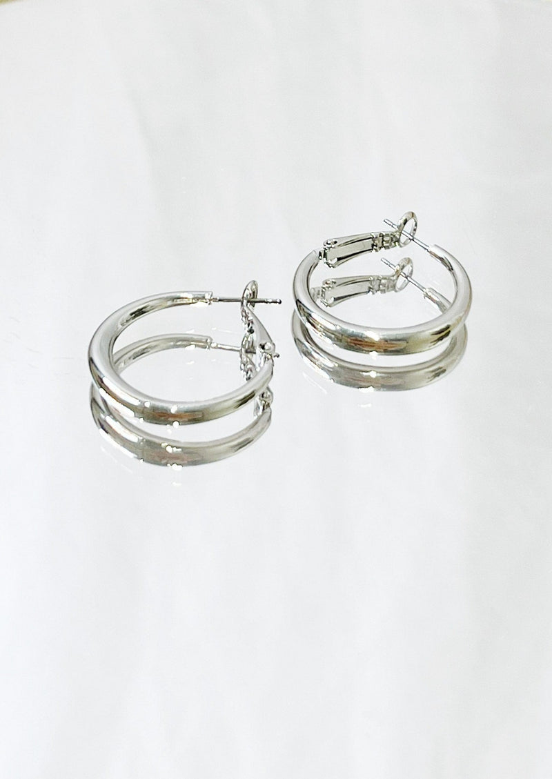 Medium Hoop Earrings, Silver