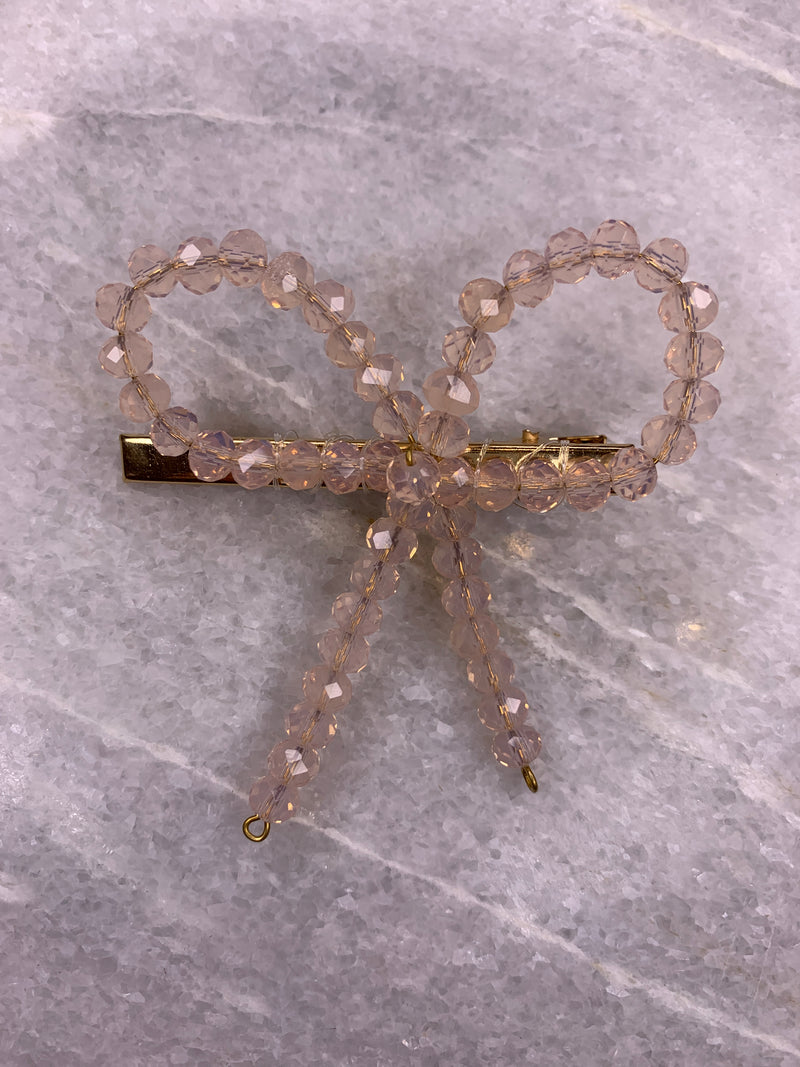 Gold Hair Clip Bow Crystal