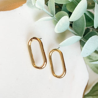 Oval Post Earrings, Gold
